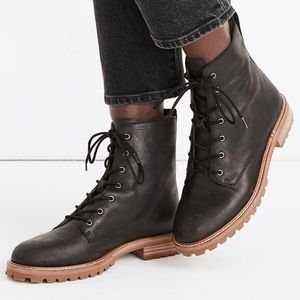 ‼️SOLD‼️Madewell Clair Lace Up Combat Boot In Black Leather, 7H
